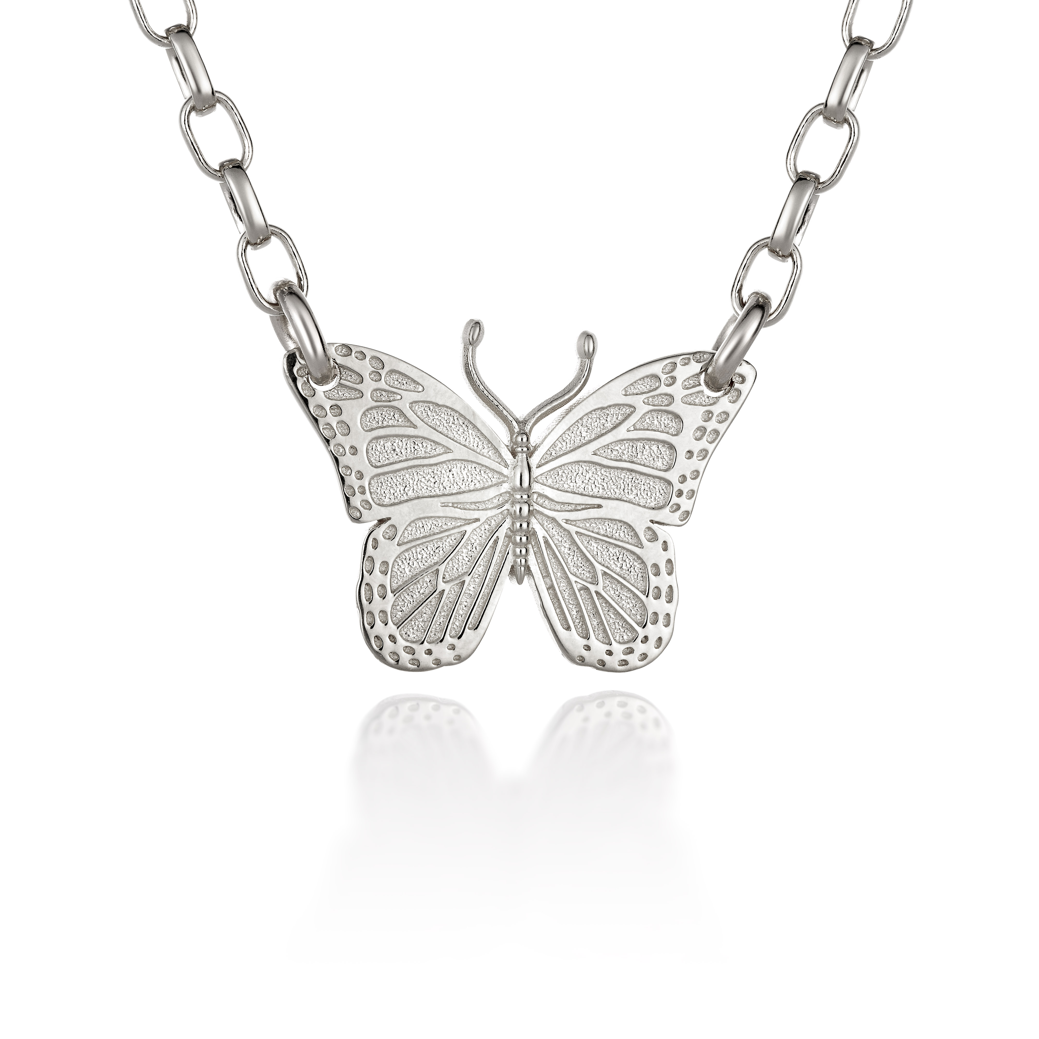 Silver Butterfly Pendant Necklace, Gold Plated - SunnyArmenia